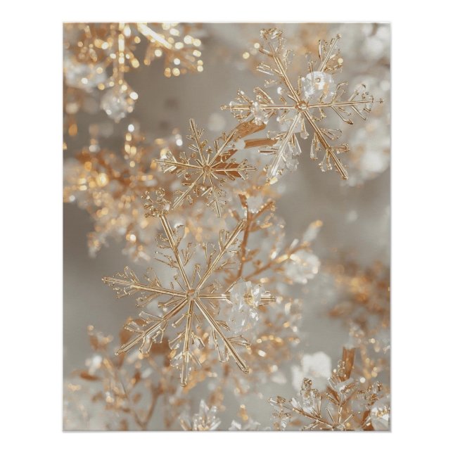 Gold Leaf Snowflakes Poster (Front)