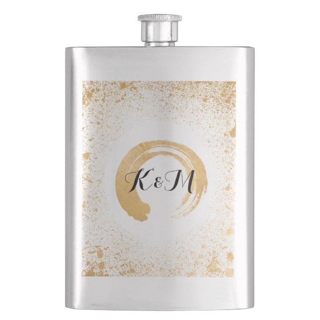 Gold Leaf Spray Hip Flask (Front)