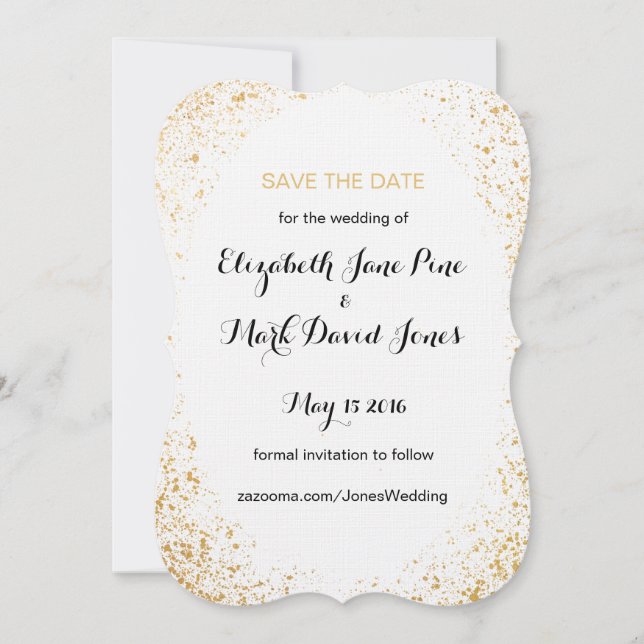 Gold Leaf Spry Save the Date card (Front)