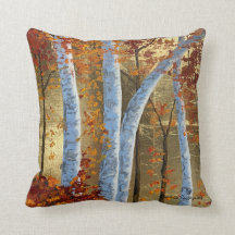 Gold Leaf Tree Painting Pillow