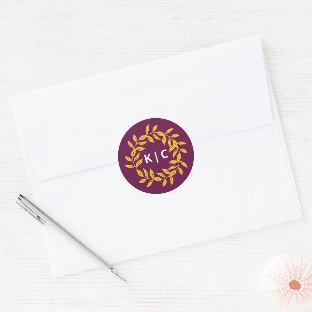 Gold Leaf Wedding  Classic Round Sticker (Envelope)