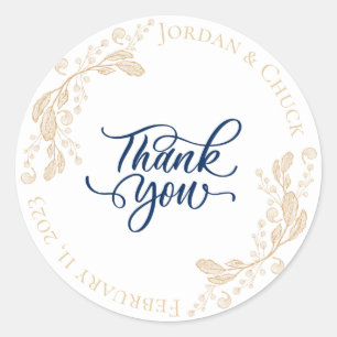 Gold Leaf Wedding Favour Thank You Sticker