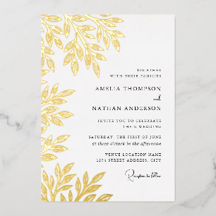 Gold Leaf Wedding Foil Invitation