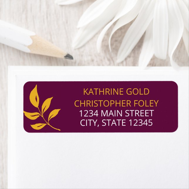 Gold Leaf Wedding Return Address (Insitu)