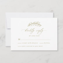 Gold Leaf Wedding RSVP Card