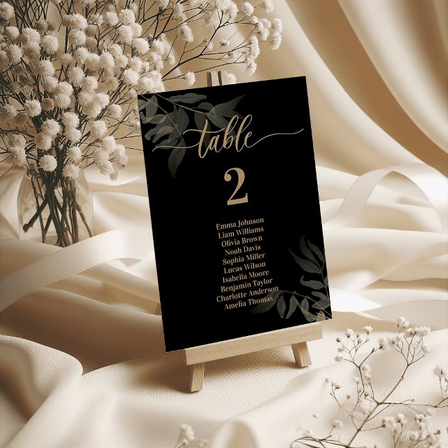 Gold Leaf Wedding Table Cards Emerald Green (Gold Leaf Wedding Table Cards Emerald Green)