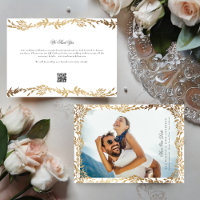 Gold Leaf Woven Frame Photo QR CODE Wedding
