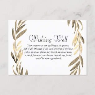 Gold Leaf Wreath Wedding Wishing Well Enclosure Card
