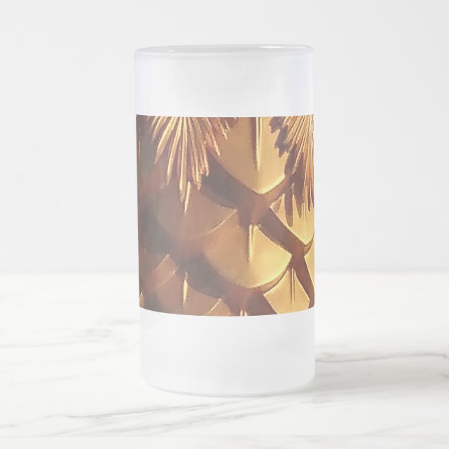 Gold Leafs Frosted 16 oz Frosted Glass Mug (Center)