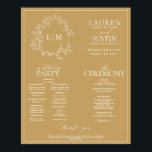 Gold Leafy Crest Monogram Wedding Program Poster<br><div class="desc">We're loving this trendy, modern gold a formal wedding ceremony program Poster! Simple, elegant, and oh-so-pretty, it features a hand drawn leafy wreath encircling a modern wedding monogram. It is personalised in elegant typography, and accented with hand-lettered calligraphy. Finally, it is trimmed in a delicate frame. features all the details...</div>