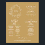 Gold Leafy Crest Monogram Wedding Program Poster<br><div class="desc">We're loving this trendy, modern gold a formal wedding ceremony program Poster! Simple, elegant, and oh-so-pretty, it features a hand drawn leafy wreath encircling a modern wedding monogram. It is personalised in elegant typography, and accented with hand-lettered calligraphy. Finally, it is trimmed in a delicate frame. features all the details...</div>