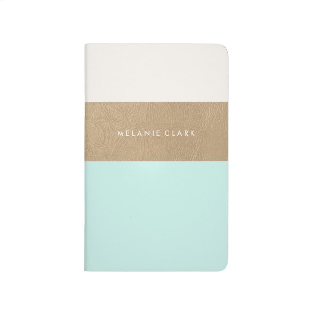 Gold leather and mint green journal (Front)