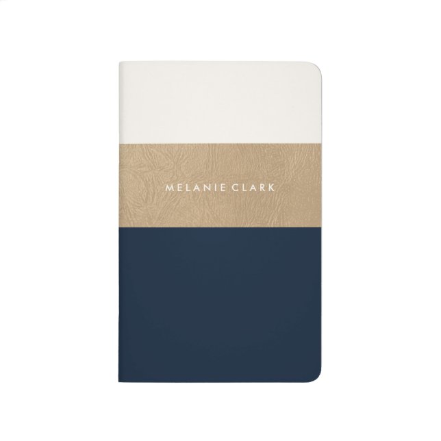 Gold leather and navy blue journal (Front)