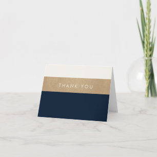 Gold leather and navy blue Thank You Card