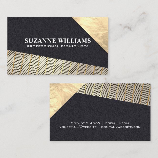 Gold Leather | Fashion Pattern Business Card (Front/Back)