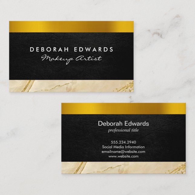 Gold Leather Marble Business Card (Front/Back)