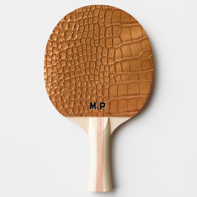 Gold leather texture luxury meeting planner ping pong paddle (Front)