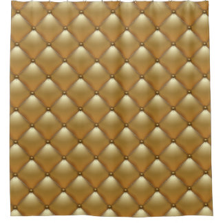 Gold leather upholstery, vintage sofa. shower curtain