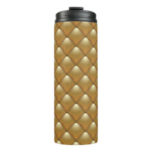 Gold leather upholstery, vintage sofa. thermal tumbler