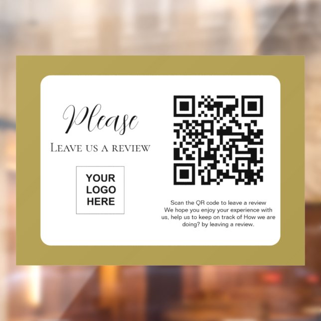 Gold Leave us a review QR code Window Cling (Sheet 2)
