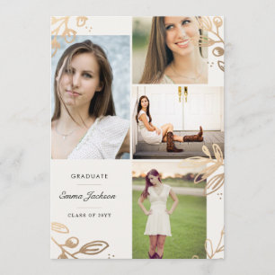 Gold Leaves 4 Photo Grad Announcement