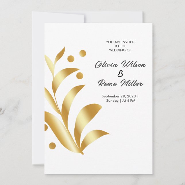 Gold Leaves Abstract Invitation (Front)