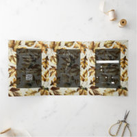 Gold Leaves Almond Beige & Black Glam Fall Wedding