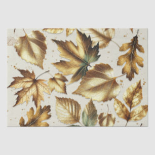 Gold Leaves Almond Beige Fall Wedding Tissue Paper