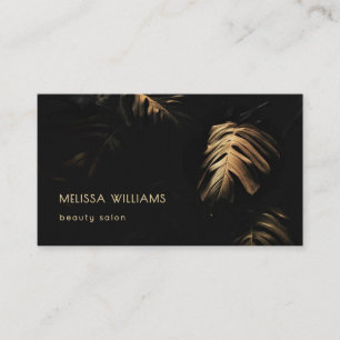 Gold Leaves Black Business Card