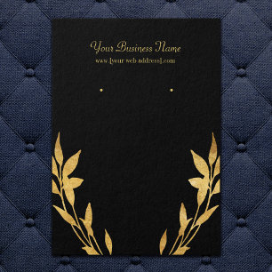 Gold Leaves Black Custom Earring Card