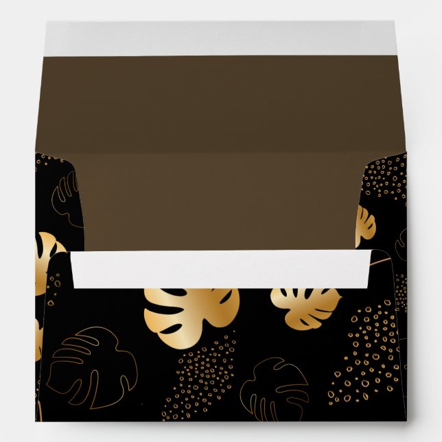 Gold leaves black Invitation Envelope (Back (Bottom))