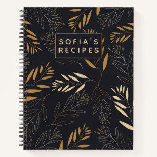 Gold Leaves Blank own Cookbook Recipe To Write In Notebook