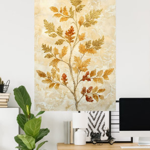 gold leaves blended with warmer tones poster