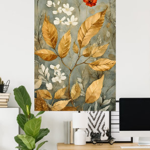 gold leaves blended with warmer tones poster