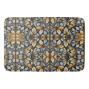 Gold Leaves Botanical Sherpa Bath Mat