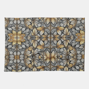 Gold Leaves Botanical Sherpa Tea Towel