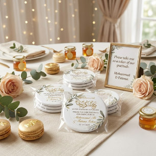 Gold Leaves Elegance Muslim Wedding Magnet