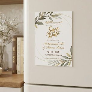 Gold Leaves Elegance Muslim Wedding SAVE THE DATE