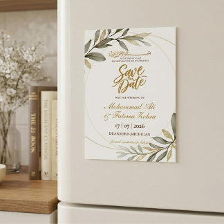 Gold Leaves Elegance Muslim Wedding SAVE THE DATE