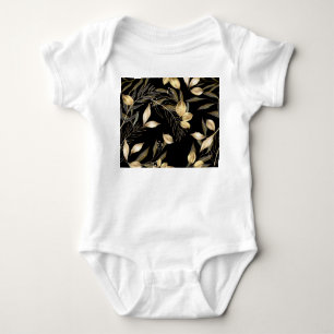 Gold Leaves: Exotic Botanical Seamless Baby Bodysuit