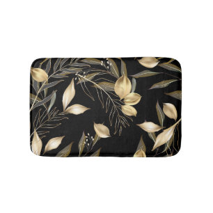 Gold Leaves: Exotic Botanical Seamless Bath Mat