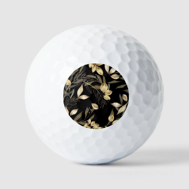 Gold Leaves: Exotic Botanical Seamless Golf Balls (Front)