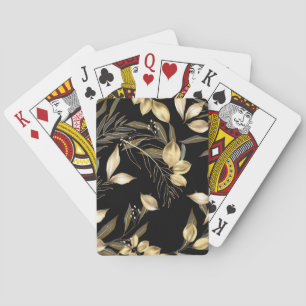 Gold Leaves: Exotic Botanical Seamless Playing Cards