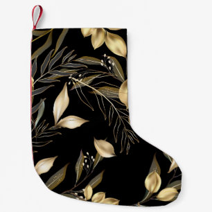 Gold Leaves: Exotic Botanical Seamless Small Christmas Stocking