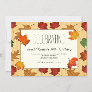 Gold Leaves Fall Party Celebration Invite
