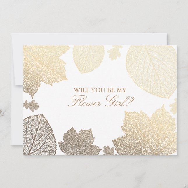 Gold Leaves Fall Wedding Flower Girl Invitation (Front)