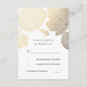 Gold Leaves Fall Wedding RSVP Cards