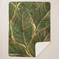Gold Leaves Forest Green Elegant Pattern