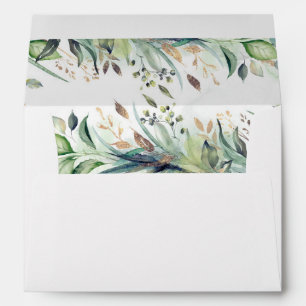 Gold Leaves Greenery and Butterfly Elegant Envelope