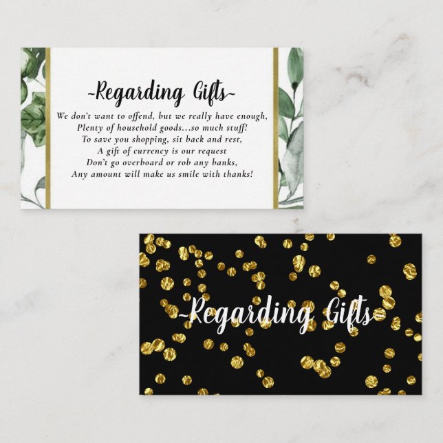 Gold Leaves Honeymoon Fund bridal shower wedding Enclosure Card (Front/Back)